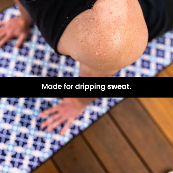 Yoga Drip Yoga Towel - Non Slip Hot Yoga Mat Towel With Corner Pockets, No-Skid Grip, and Built-in Alignment Lines | Soft, Moisture Wicking, and Sweat Absorbent | No Bunching, Stays in Place 72" x 25"