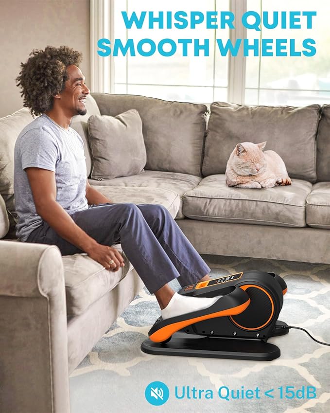 Gonex Under Desk Elliptical Exercise Machine for Seniors, Electric Ellipse Leg Exerciser with Remote, 16 Adjustable Speeds, Manual & 12 Auto Modes, Leg Exerciser While Sitting, Seated Pedal Exerciser