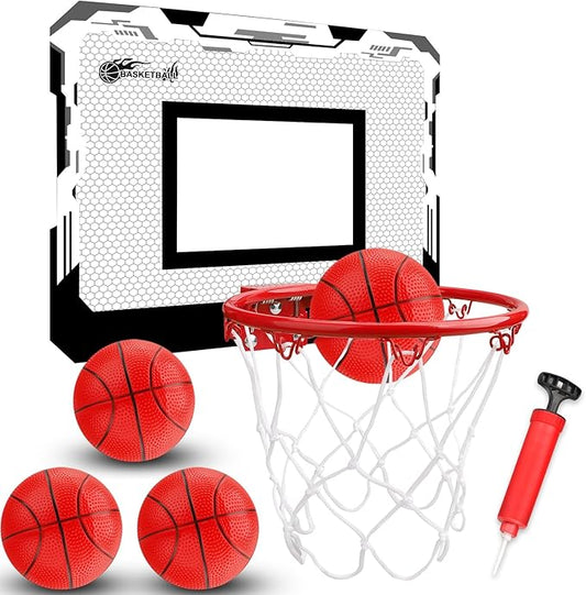 Indoor Basketball Hoop Set for Kids Adults, Pro Mini Basketball Hoop for Door Wall, Room Basketball Hoop Over The Door Outdoor Basketball Hoop with 4 Balls Toy Gift for Boy Girl