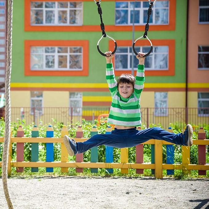 Ninja Ring Fitness Gymnastic Ring Climbing Bar Workout Outdoor Backyard Playground Training Equipment Play Set, Jungle Gym Fist Hanging Swing Monkey Bars Ninja Warrior Obstacle Course Trapeze Playsets