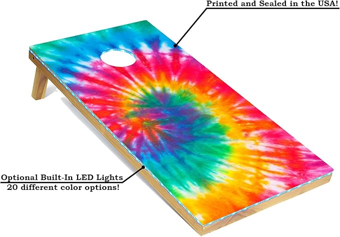 Tailgating Pros Cornhole Board Set w/Bean Bags and Carrying Case - 4'x2' Corn Hole Toss - Tournament and Lightweight Options - Optional LED Lights