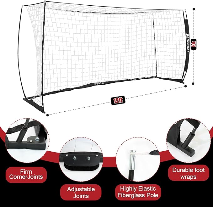 Soccer Goal,Soccer Net,Soccer Goals for Backyard,with Bow Frame,Collapsible Metal Base and Agility Ladder