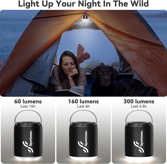 Sportneer Mini Air Pump: 1600mAh Rechargeable Air Pump for Inflatables with Hook, Magnetic and Light Function, Air Mattress Pump for Pool Floats, Sleeping Pads, Swimming Ring, Vacuum Storage Bags