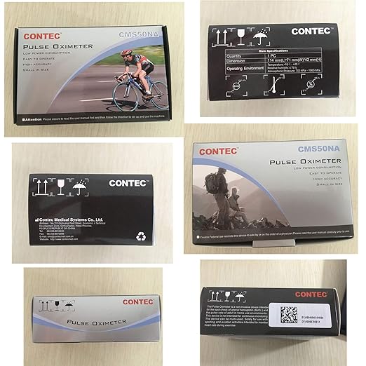 CONTEC CMS50NA Pulse Oximeter Fingertip Blood Oxygen Saturation Monitor SpO2 and PR Value Waveform Blood Oxygen Neck/Wrist Corda, Black