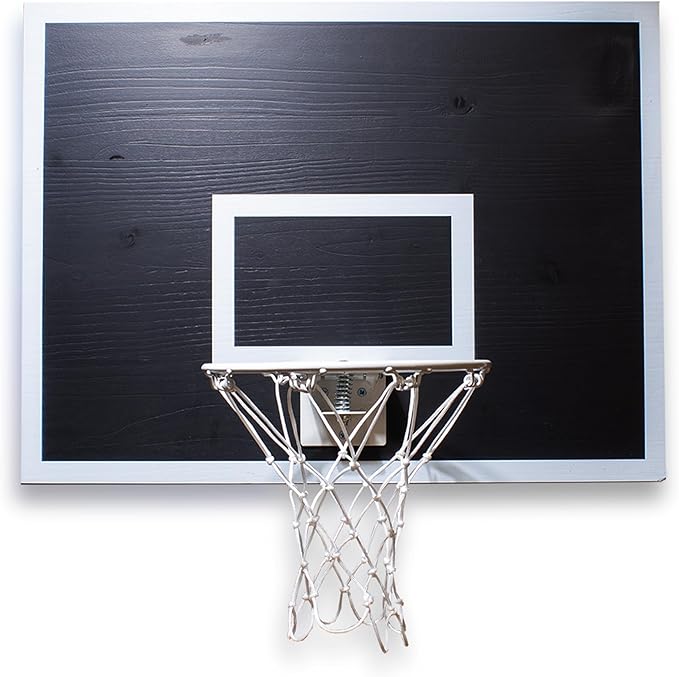 CALIKIWIPROS Mini Basketball Hoop Set Pro League Decorative Solid Wood Wall Mount, Includes 9’ Hoop & 5 mini Basketballs, Classic Look with Colors Matching Some pro Teams.