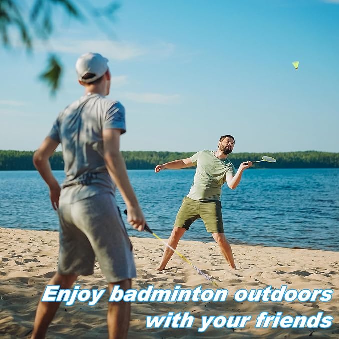12 Pack Badminton Rackets Set Including Rackets, Nylon Shuttlecocks and Carry Bag for Outdoor Backyard Games Beginners