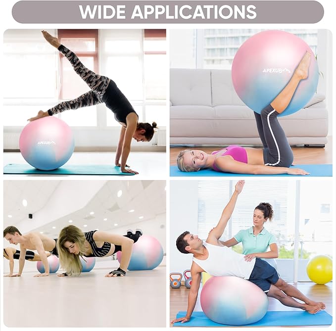 APEXUP Yoga & Pilates Ball - Anti Slip Heavy Duty Gym Ball for Fitness, Balance & Core Workout