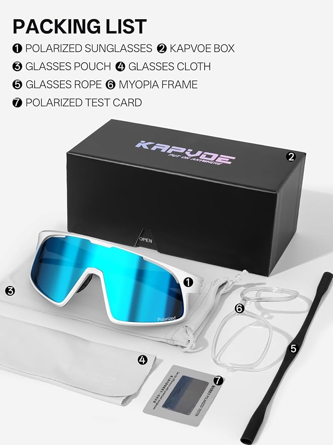 KAPVOE Polarized Cycling Glasses Men Women Sports Sunglasses for Mountain Bike Running Fishing Baseball K383