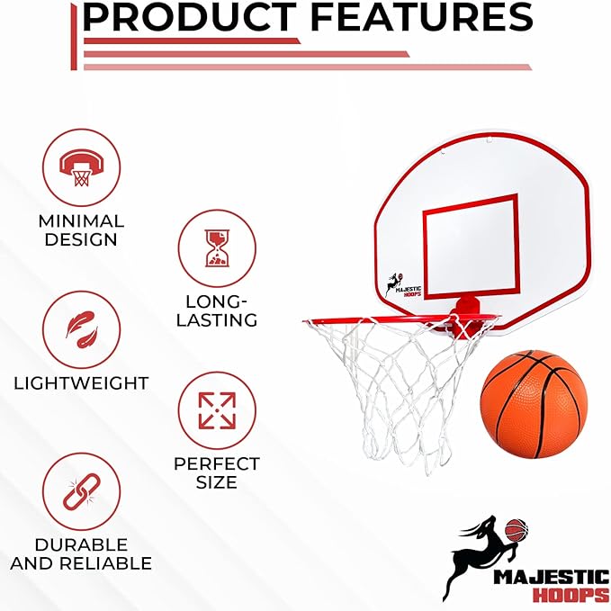 Mini Basketball Hoop - Indoor Basketball Hoop - Durable Plastic Basketball Hoop for Kids and Adults - No Assembling - Premium Basketball Game with Ball and Pump