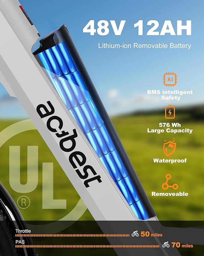 Cores Electric Bike for Adults, 26" Electric Commuter Bike with 1200W Peak Motor, 28MPH 70 Miles Max, 48V 576Wh Removable Battery, 7-Speed City Cruiser Mountain E Bike for Commuting