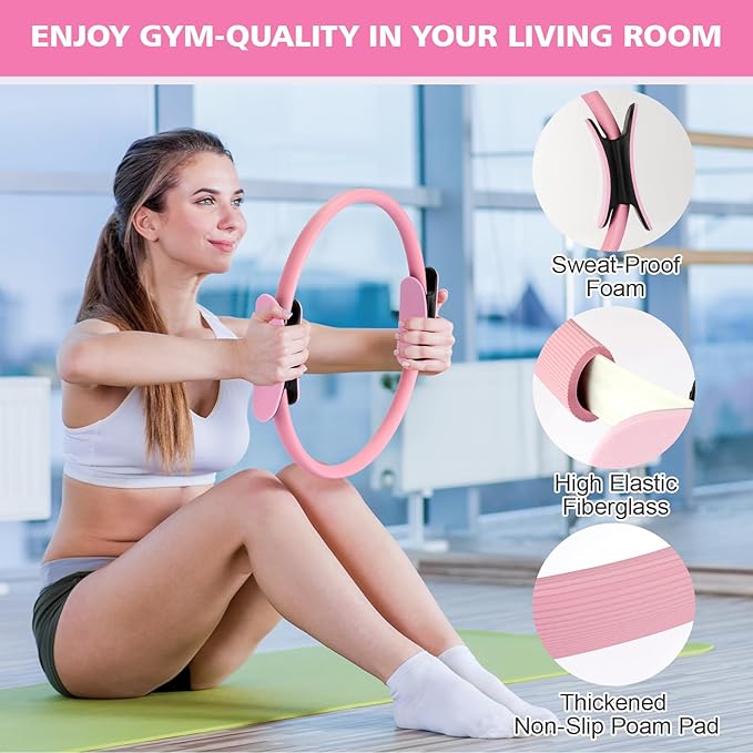 Ideal Swan Pilates Ring Essentials Kit for Women, Home Workout Equipment Set with 9.8” Ball, Resistance Bands, Accessories, Pilates Set for Legs Arms and Thighs(13 PCS)
