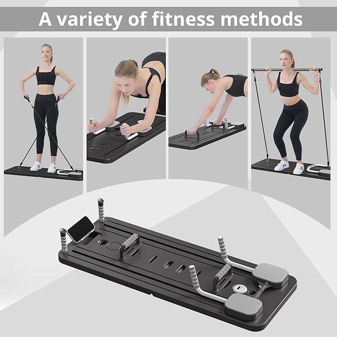 JANUA Pilates Board - Pilates Reformer Set, Multi-Purpose Foldable Pilates Reformer Board for Home, 5 in 1 Pilates Sliding Board