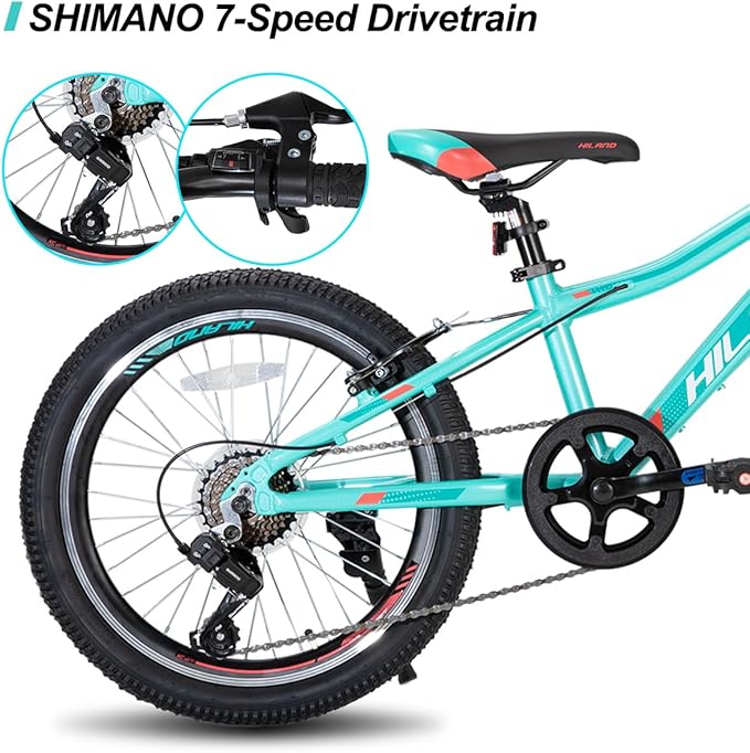 HILAND 20 26 27.5 Inch Mountain Bike for Women Girl, 7/21 Speed with Lock-Out Suspension Fork, Aluminum Frame MTB, Adult Ladies Womens Bike Mens Bicycle