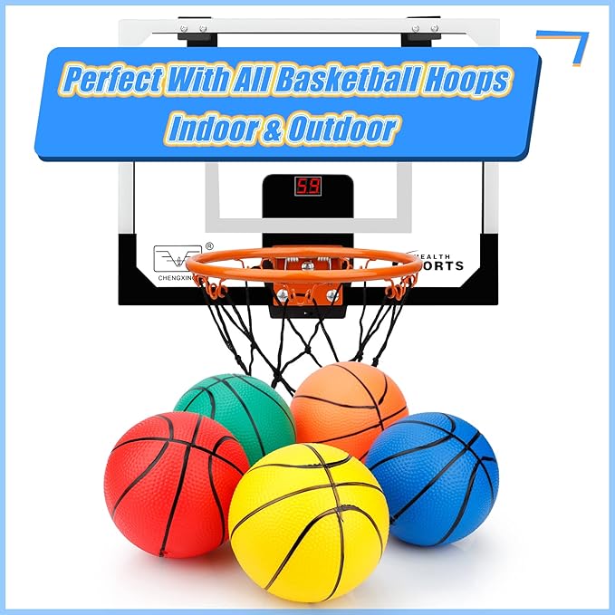6 Inch PVC Mini Basketball for Indoor Mini Hoops, Soft 6" Rubber Small Repacement Balls for Over Door Hoop Sets, Little Beach Ball for Outdoor Yard Lawn (6 PCS with Air Pump)