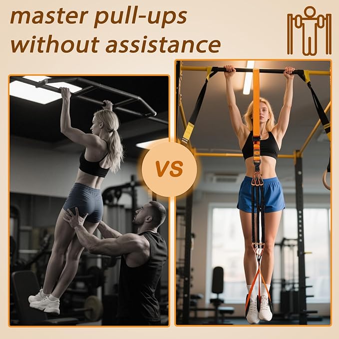 Pull Up Assistance Bands, Heavy Duty Resistance Bands for Pull Up Bar, Adjustable Weight/Size with Fabric Feet/Knee Rest, Bands for Pull Up Assist for Strength Training