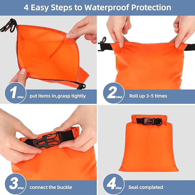 6PCS Dry Bags Waterproof, Lightweight Dry Bags for Kayaking Waterproof,Outdoor Waterproof Bag for Kayaking Hiking Boating Camping