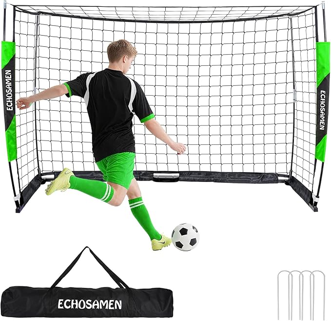 12X6FT/6X4FT Soccer Goal, Portable Soccer Goals for Backyard, Easy to Carry, Easy to Install, Comes with 1 Carry Bag, 4 Ground Nails, Youth and Adult Training Equipment.