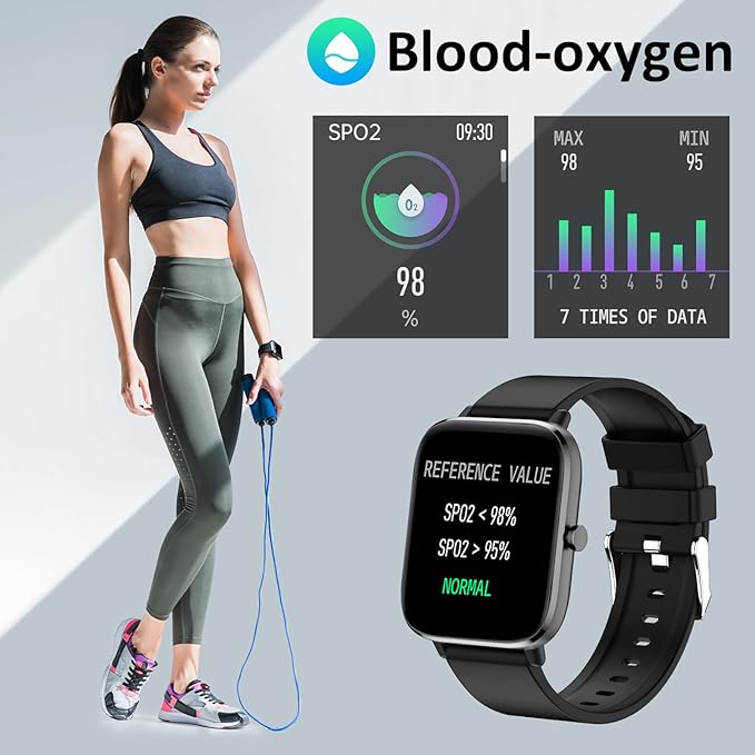 Smart Watch for Men Women (Answer/Make Call) - 1.9" Full Touch Screen Smartwatch iOS Android Compatible, Fitness Tracker Watch with Heart Rate Sleep Monitor, BP, SpO2, Step Counter (Stone Black)