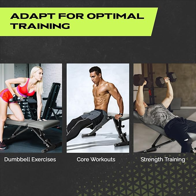 Rage Fitness Weight Bench Press Seat, Folding Bench for Home Gym, Adjustable Bench for Weight Lifting, Strength Training Bench for Full Body Workout, Incline Decline Workout Bench, Stable Gym Bench