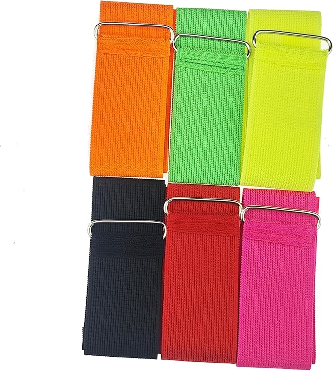 6 Pack 3 Legged Race Bands Colorful Firm Elastic Bands for Kids Adult Outdoor Fun (6)