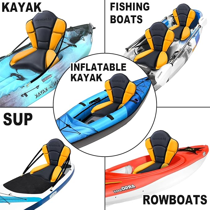 Thickened Kayak Seat with Back Support, Sit On Top Cushioned Canoe Backrest Molded Foam Seat for SUP Paddle Board Fishing Boat Long Trip