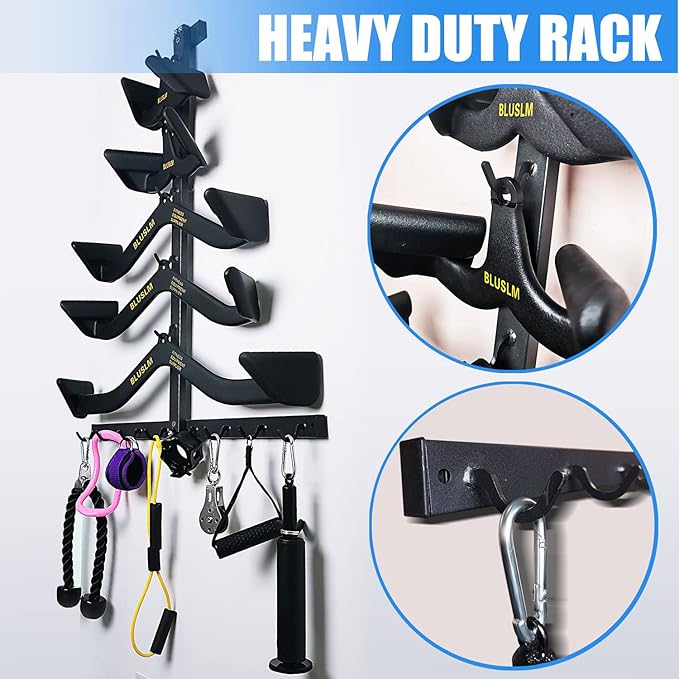 Lat Pull Down Bar Gym Accessory Rack, Lat Pulldown Attachments Cable Attachment Storage Rack for Mag Grip - Home Gym Fitness Heavy Duty A-Frame Stand
