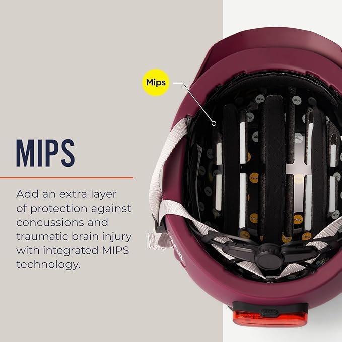 Thousand Chapter MIPS Adult Bike Helmet - LED Tail Light, Cycling & Bicycle Safety Certified, Lightweight & Low Profile, Men & Women, Lockable PopLock