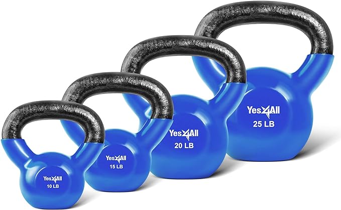 Yes4All Kettlebell Set Vinyl Coated Weights Combo for Full Body Workout Equipment Push up, Grip Strength Training, Dumbbell Weights Exercises