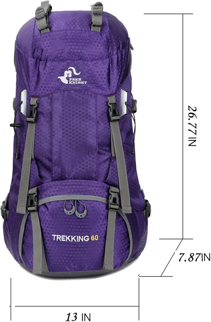 Bseash 60L Waterproof Hiking Camping Backpack with Rain Cover, Large Outdoor Sport Travel Daypack Rucksack for Climbing