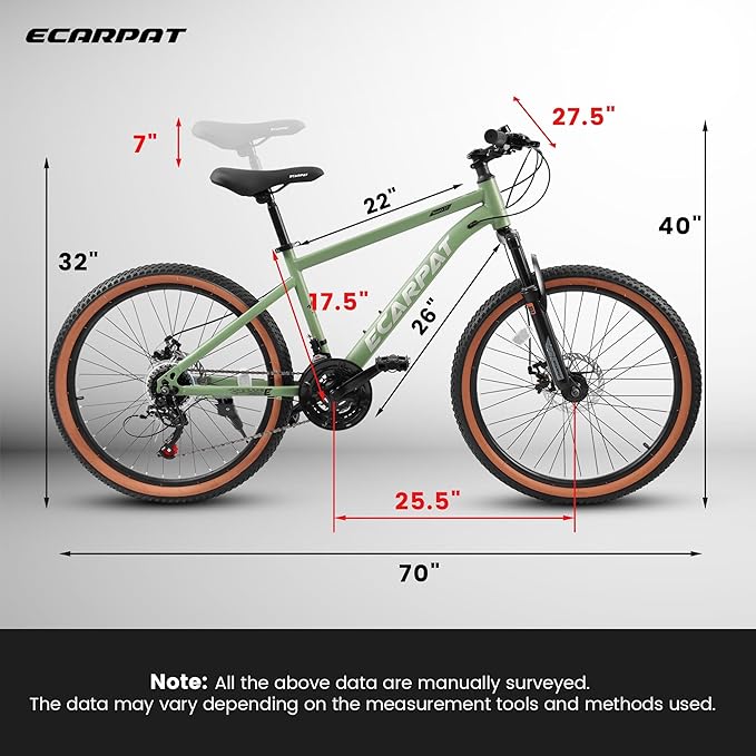 Mountain Bike 27.5 Inch Wheels, 21-Speed Mens Womens Trail Commuter City Mountain Bike,High Carbon Steel Frame Disc Brakes Thumb Shifter Front Fork Bicycles