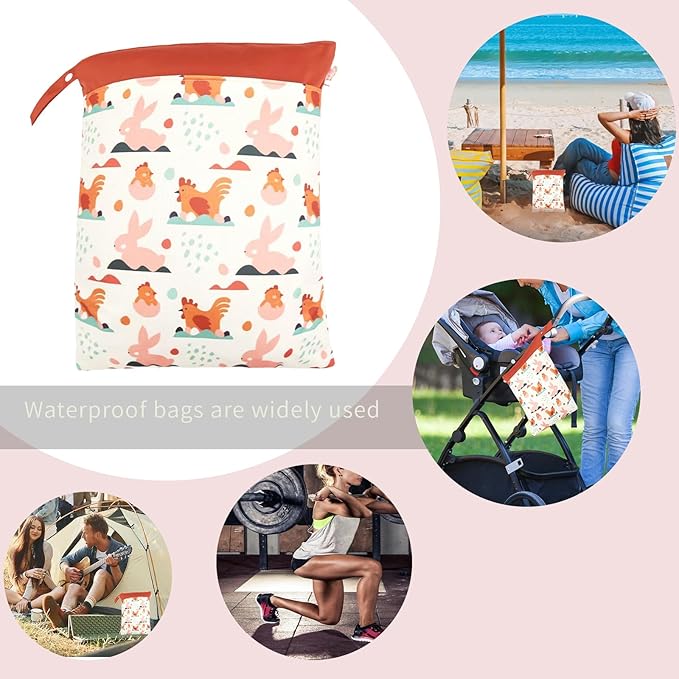 Wet Bag,Wet Dry Bag,Wet Bag for Swimsuit,With Two Zipper Wet dry Pouch,Waterproof Reusable Animal