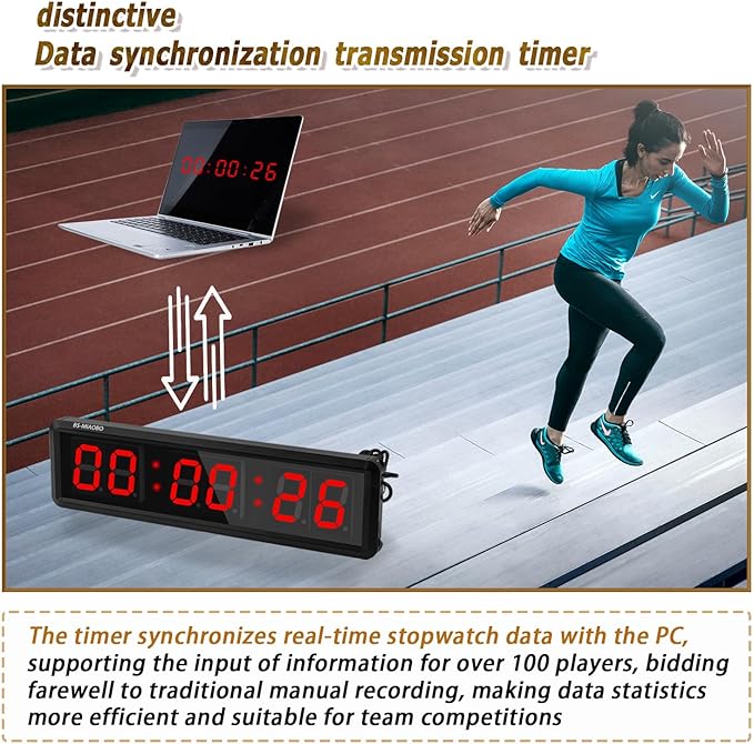 Independent Button Type 1.5-inch Fitness Room Rest Timer, Suitable for Gym Exercise/School/Home Exercise/Boxing Gym/Indoor Rock Climbing (1.8-inch Data PC Transmission Mode)