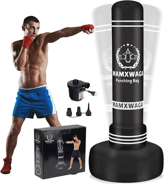 Standing Punching Bag with Stand Adult, 70'' Freestanding Heavy Boxing Bag with Electric Air Pump, Youth Kickboxing Bags Inflatable