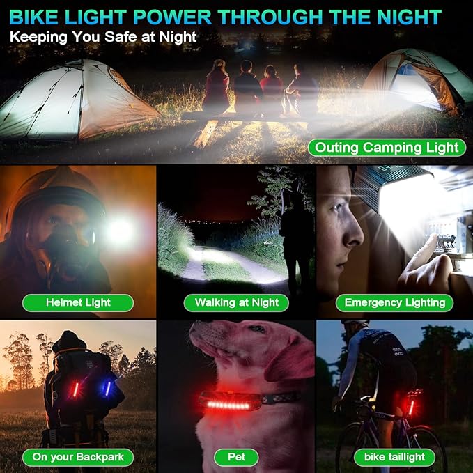 2025 Upgrade Super Bright Rechargeable Bike Lights for Night Riding,6 LED High Lumen 10 Mode Bike Headlight Taillight,360°Rotatable Brackt,Aluminum Front Lights,Runtime 48+ hrs,Shockproof Waterproof