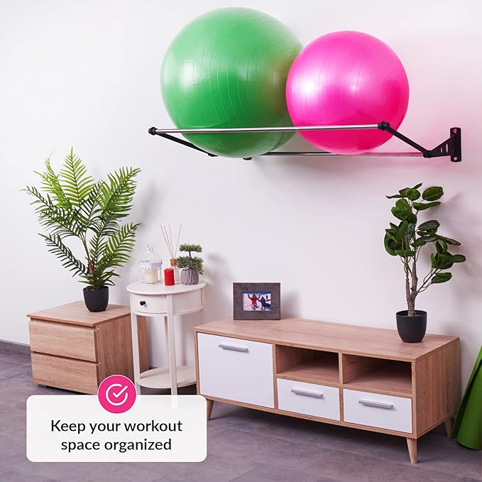 Exercise Ball Holder | Organize Your Space | Wall Mounted Rack | Yoga Ball Holder | Exercise Wall Mount | Fitness Therapy & Stability Rack | For Gyms, Studios, Home Gyms