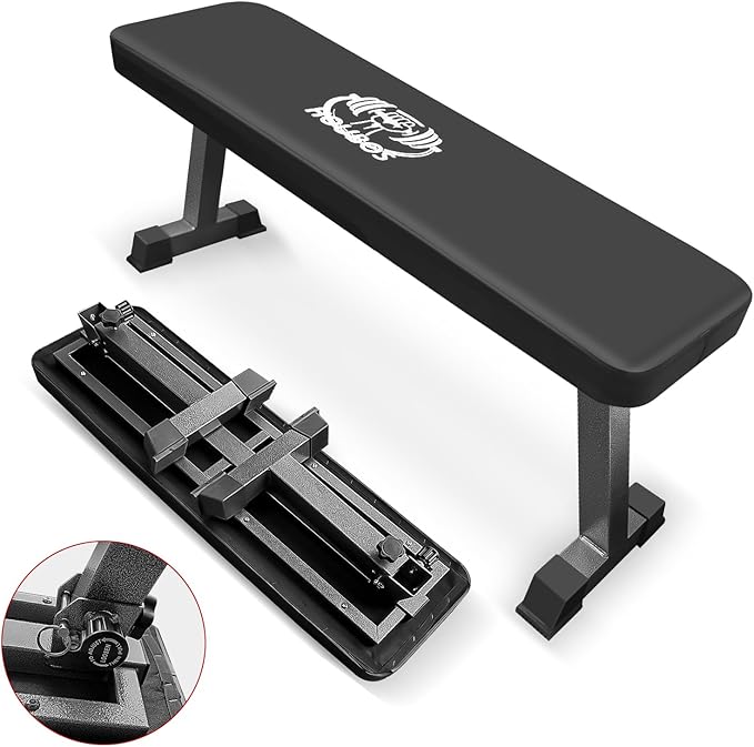 Flat Bench, Flat Weight Workout Exercise Bench Easy,Assembly,Foldaway Bench for Adjustable Dumbbells or an Adjustable Dumbbell Set,Strength Training Bench Press