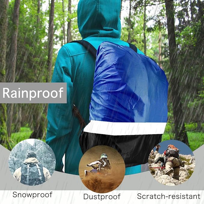 Frelaxy Hi-Visibility Backpack Rain Cover with Reflective Strip 100% Waterproof Ultralight Backpack Cover, Storage Pouch, Anti-Slip Cross Buckle Strap, for Hiking, Camping, Biking, Outdoor, Traveling