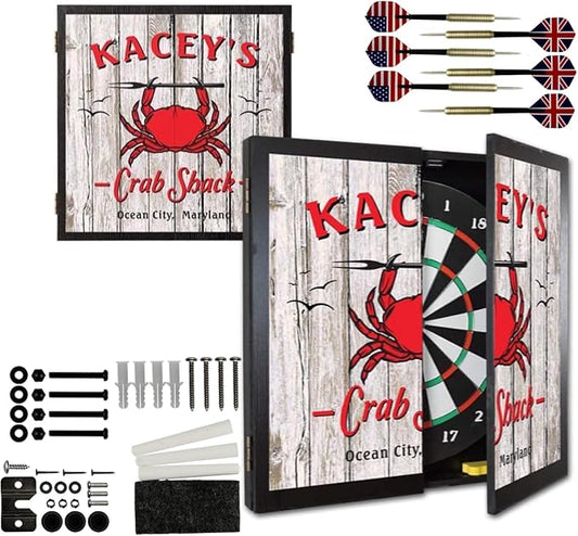THOUSAND OAKS BARREL CO. | Personalized Dartboard & Cabinet Set with 6 Steel Tip Darts