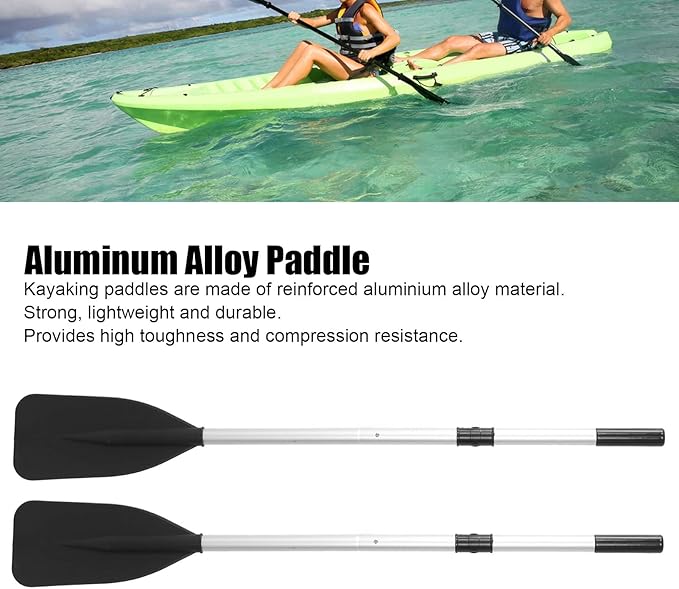 1 Pair 132cm Detachable Boat Oars Thickened Floating Aluminum Alloy Kayak Paddles for Rowing Boats Raft