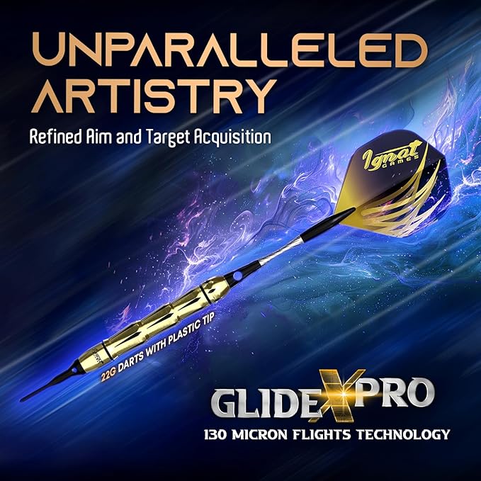 IgnatGames Premium Soft Tip Darts – 6/12 Pack Brass Barrels with Aluminum Shafts, 16 GlideXPro Flight Set, Tool Kit, Giftable Case & 100 Extra Tips