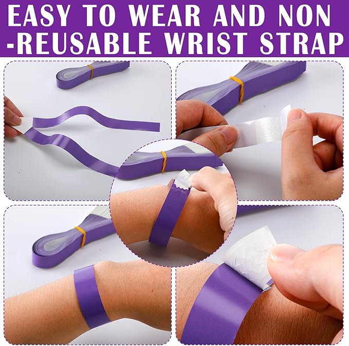 Tudomro 600 Packs Paper Wristbands for Events Neon Party Wristbands Colored Waterproof Paper Club Arm Bands Lightweight Identification for Concert Bar Entrance Admission(Purple)