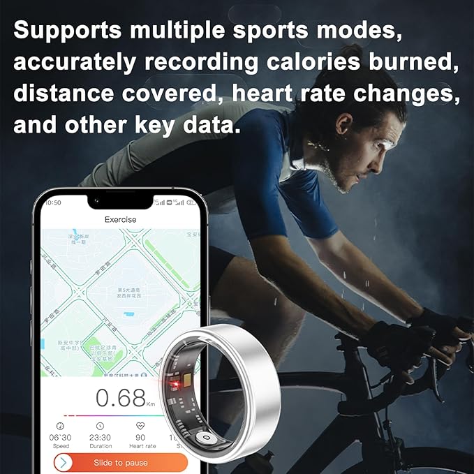 Smart Ring with Heart Rate Monitor Fitness Ring Fitness Tracker Step Tracker Sleep Monitor Health Tracking No Subscription Fee for Android iOS Gold 11