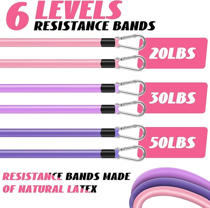 Pilates Bar Kit with Resistance Bands for Working Out, Pilates Equipment with Ab Roller for All Fitness Levels, Portable Home Gym Full Body Workout Equipment for Women&Men