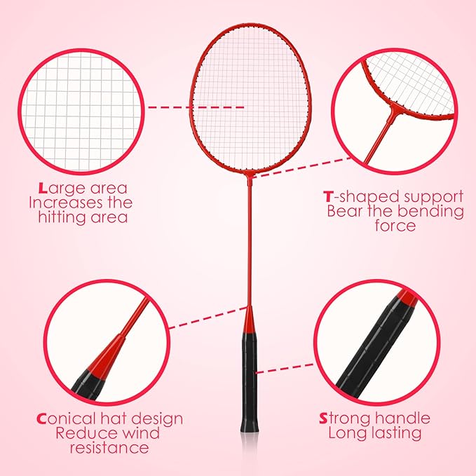 Wettarn 12 Pcs Badminton Rackets Bulk with 18 Nylon Badmintons, Shuttle Set for Adults Teenagers Youth Beginners Advanced Player Backyard Gym Beach Outdoor