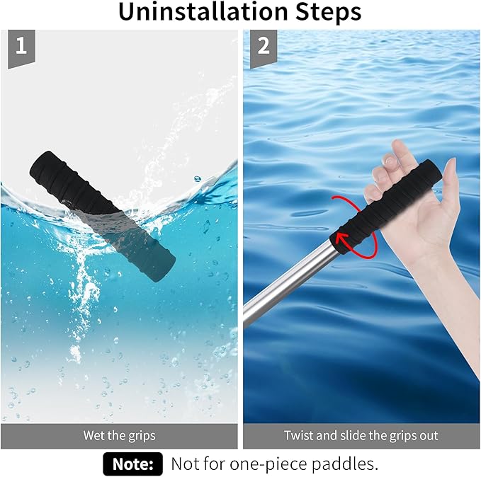 Kayak Paddle Grips, No-Slip Silicone Grips, Blister Prevention, Kayaking Accessories for Take-Apart Paddle (Diameter 1.18 Inches)