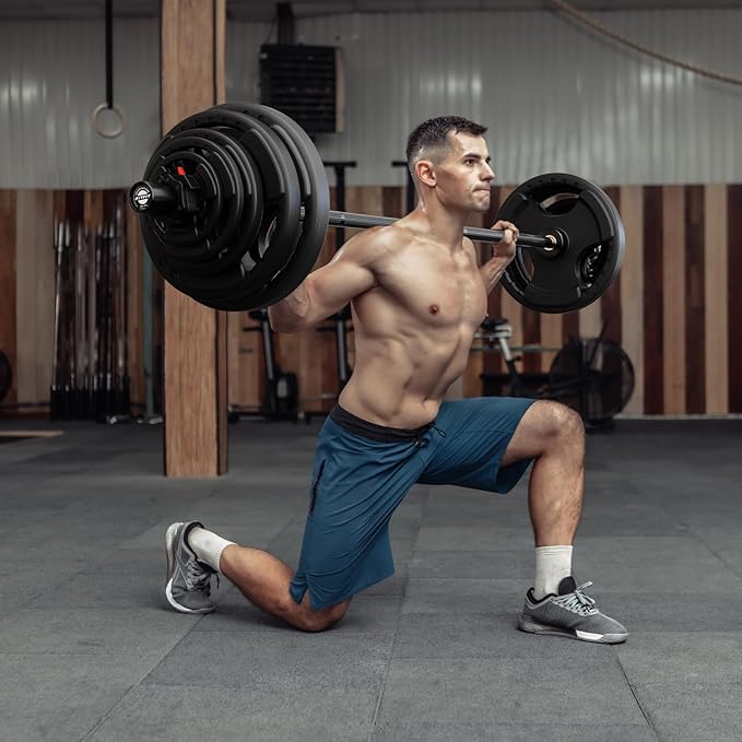 RitFit Barbell Weight Set - 4/6FT Olympic Barbell with Weight Plates (55-275LB Total) - Weightlifting Equipment for Squats, Curls, Deadlifts, Presses, Hip Thrusts