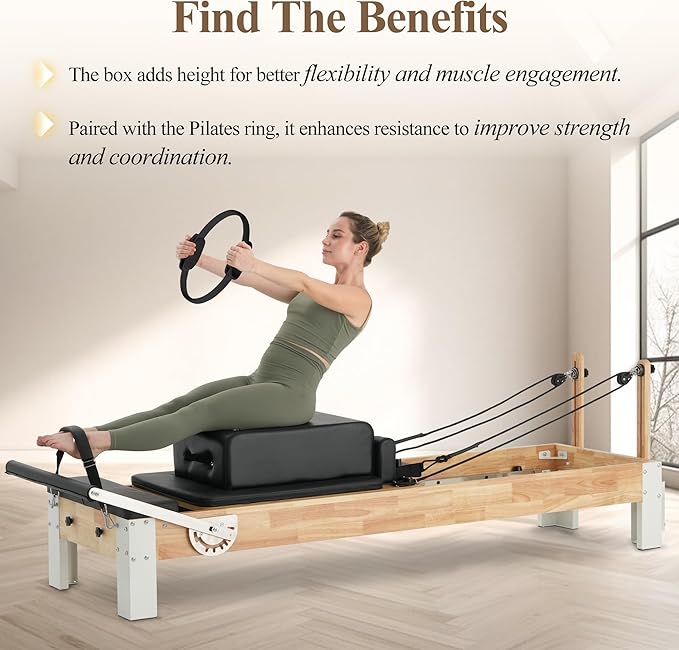 PAETA Pilates Box for Reformer, Pilates Reformer Accessories with Pilates Ring, for Core Training, Balance & Flexibility – Studio & Home Pilates Equipment