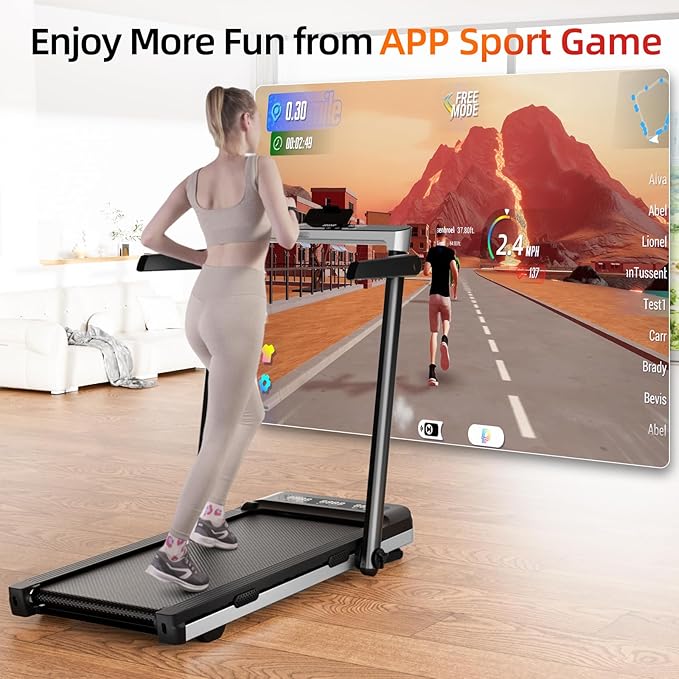 Walking Pad Treadmill with Handle Bar 3-in-1 Foldable Treadmills for Small Space 300 LBS Capacity, 3.0HP Portable Under Desk Treadmill for Home Office with LED Display Remote APP Control