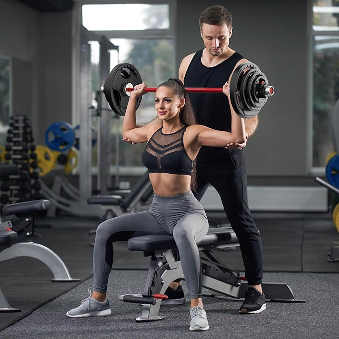 RitFit Barbell Weight Set - 4/6FT Olympic Barbell with Weight Plates (55-275LB Total) - Weightlifting Equipment for Squats, Curls, Deadlifts, Presses, Hip Thrusts