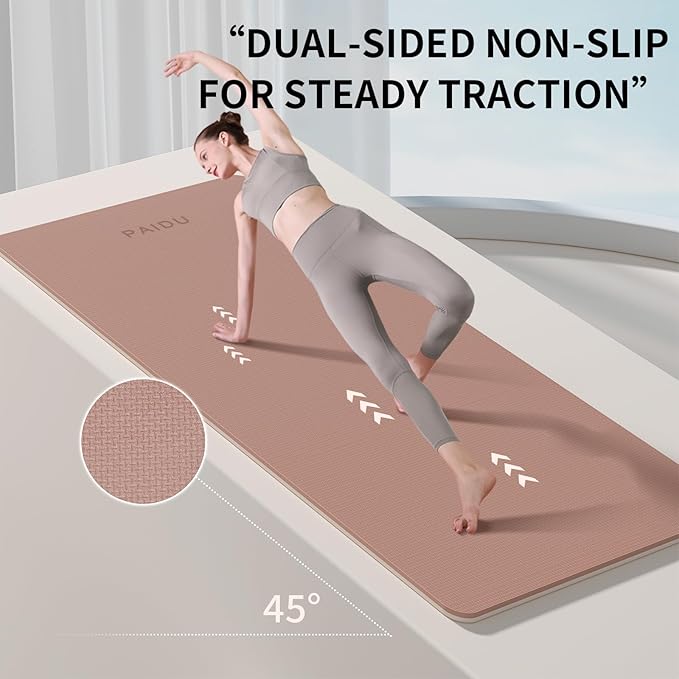 Yoga Mat Non Slip Anti-tear,extra thick-2/5 inch(10MM)High Resiliency Professional POE Yoga Mats for Women Men Kids,72"x24"inch,Workout, Yoga, Pilates and Floor Exercise, with Carrier Strap